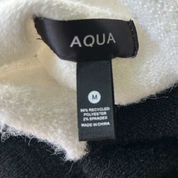 Aqua Colorblock Sweater Mock Neck Sweater Boxy Excellent Size M - Picture 7 of 9